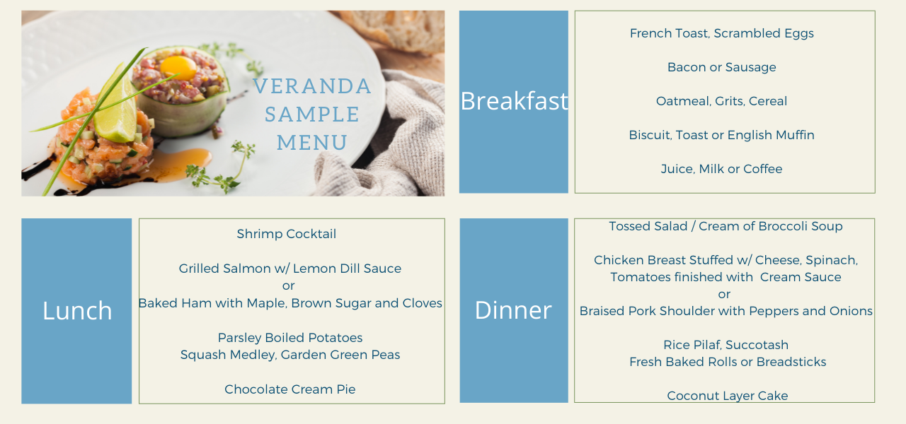 Veranda Sample Menu